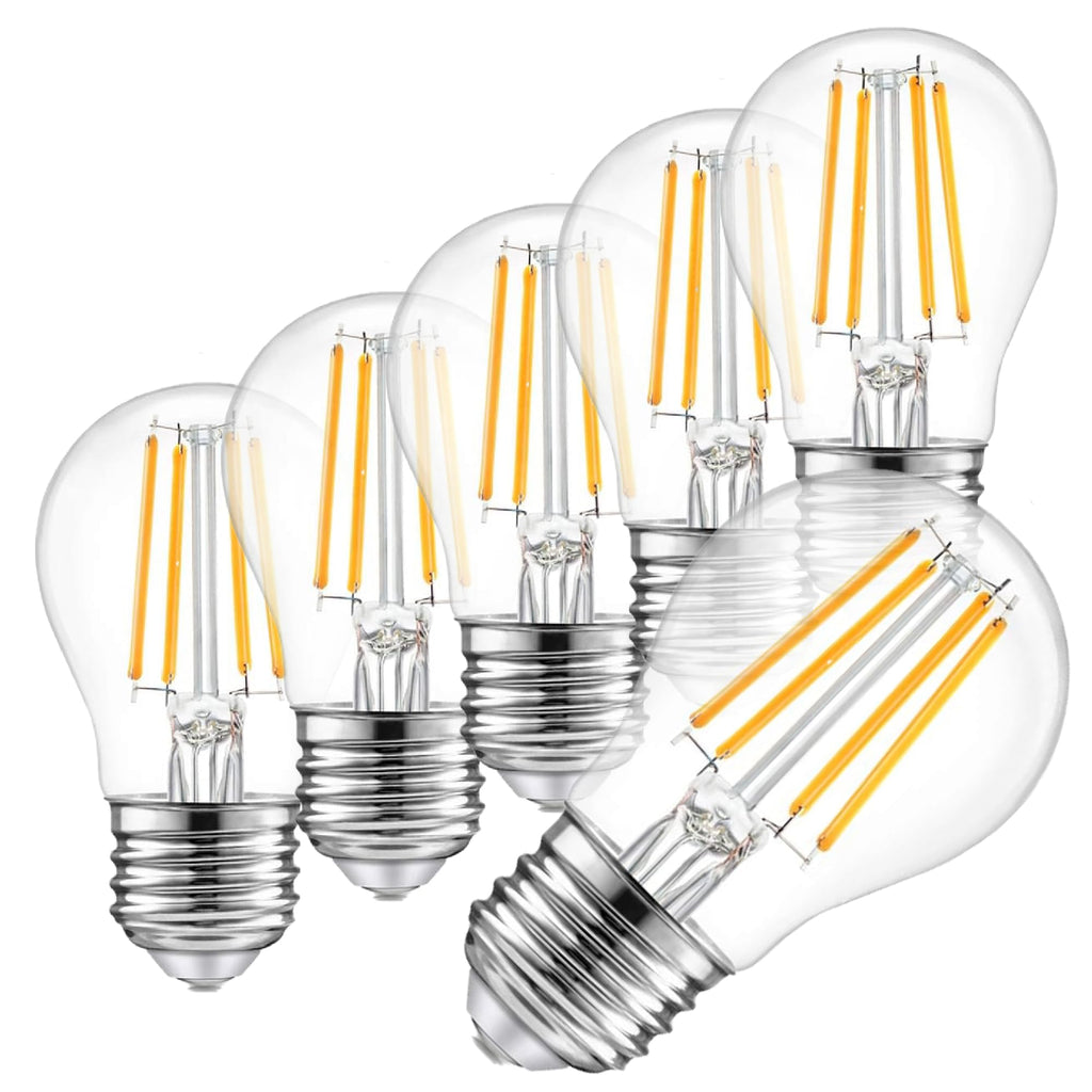 A15 LED Light Bulb 4W (40W Equivalent), 2700K Warm White, Dimmable Edison Filament, 400 Lumens, E26 Medium Base, Clear Glass – Ceiling Fan, Refrigerator/Appliance, Vanity & Chandelier (6-Pack)