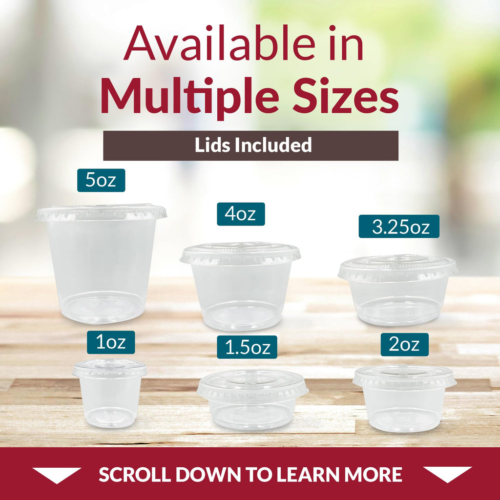 Reli. 2 oz Small Containers with Lids (500 Sets) | Jello Shot Cups with Lids | Clear Plastic Condiment Container | Portion Cups, Sauce, Souffle | Stackable | Bulk