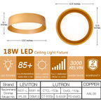 Bargeni Flush Mount Ceiling Light, 12.5 inch LED Ceiling Light Fixture, Polished Gold Finish, Dimmable/3000K/18W, Outdoor Flush Mount Lighting Fixture