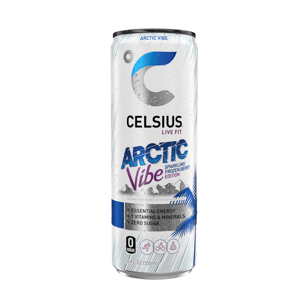 CELSIUS ARCTIC VIBE Sparkling Frozen Berry, Sugar Free Energy Drink, 12 Fl Oz (Pack of 12)