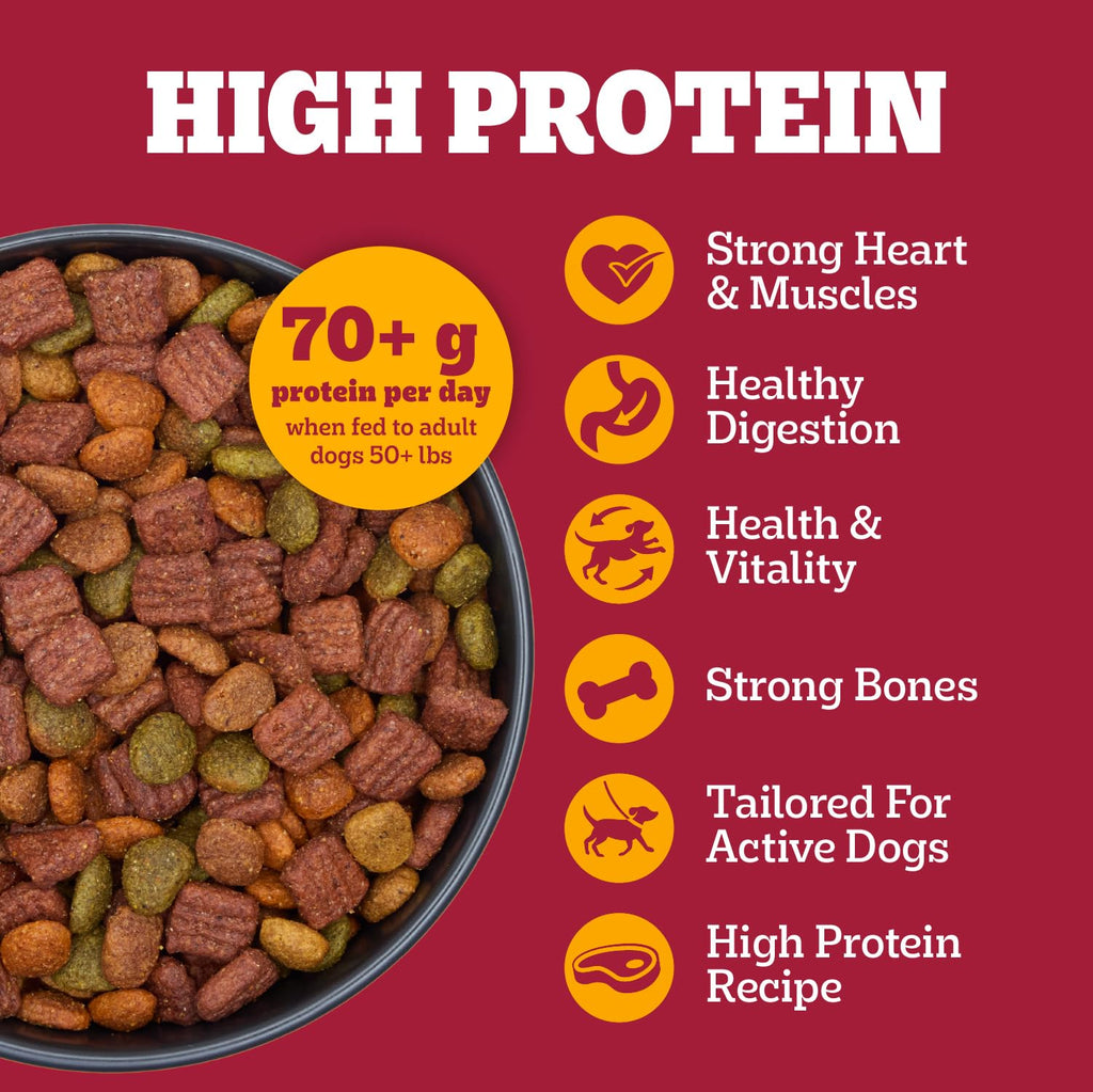 Pedigree High Protein Adult Dry Dog Food, Beef and Lamb, 18 lb