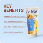 St. Ives Acne Control Apricot Face Scrub, Deep Exfoliator Skin Care, Prevents Acne for Radiant Skin, Salicylic Acid Acne Treatment Facial Scrub, Made with 100% Natural Exfoliants, 6 oz, 4 Pack