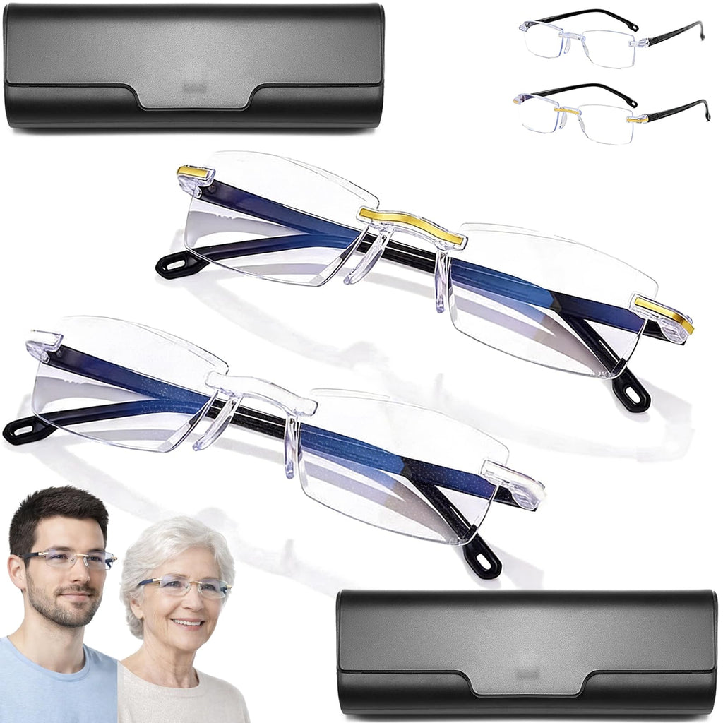 Geteyecare Pro Glasses, Upgraded Blue Light Blocking Reading Glasses, Auto Focus Glasses Self Adjusting Unisex (Gold+Silver)