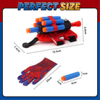 3 Sets Spider Web Shooters Halloween Party Favors Decorations for Kids Wrist Launcher Toys with Hero Gloves Auto Resetting Boards Spider Cape and Mask Cosplay Costume for Kids Birthday Party