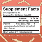 MaryRuth Organics Ashwagandha Root | USDA Organic Ashwagandha Liquid Drops | Stress Relief, Natural Calm, Relaxation and Mood Support Supplement | Adaptogenic | Nervine | Vegan | Non-GMO | 60 Servings