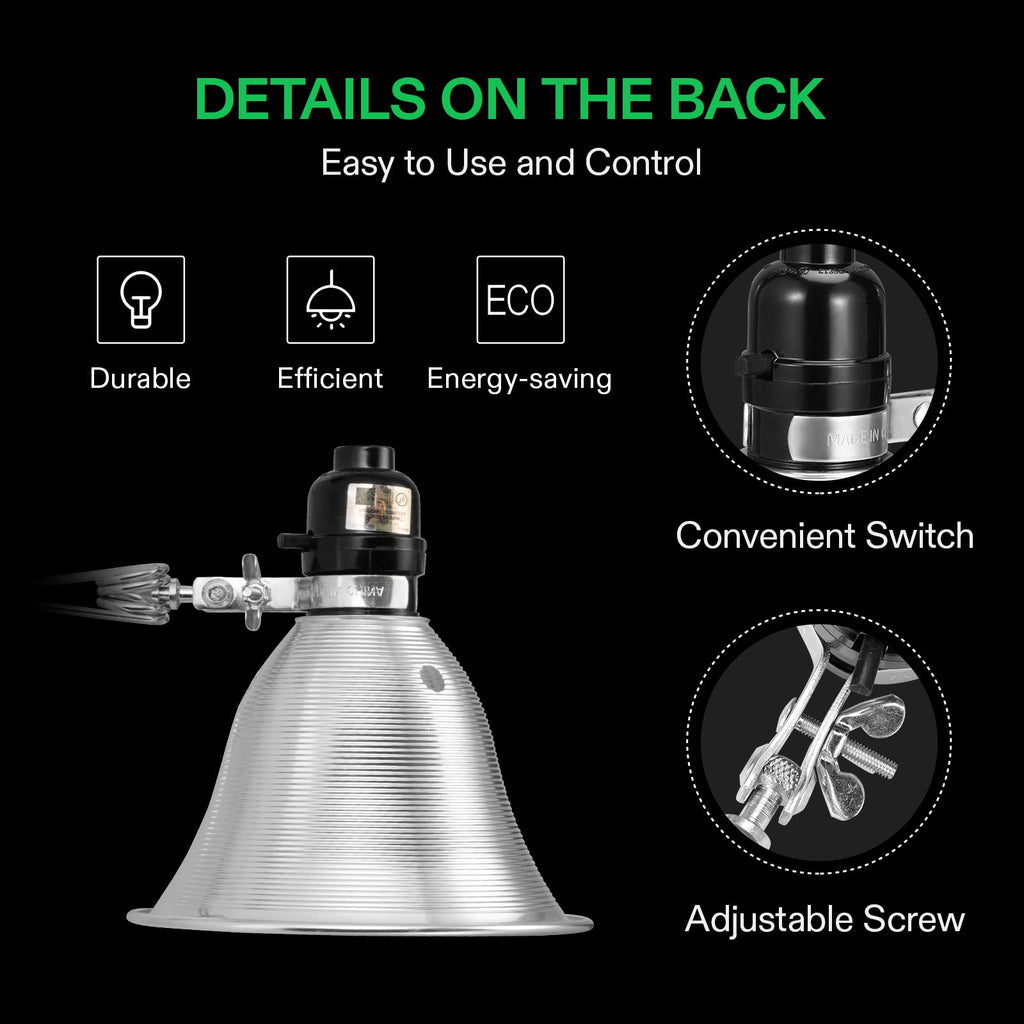 VIVOSUN 2 Pack Clamp Lamp Light with Detachable 5.5 Inch Aluminum Reflector