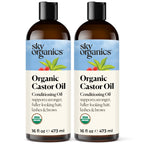 Sky Organics - Castor Oil Organic - Volumizing Hair Oil - Scalp, Lashes, Brows - Pure Castor Oil Cold Pressed - Natural Conditioner - Omega Fatty Acids, Vegan - Beauty, Hair, & Self Care - 8oz, 2 Pack