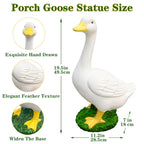 20″ Porch Goose Statue Garden Decor, Durable Resin Sculpture Hand-Painted