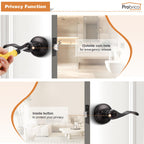 Probrico Oil Rubbed Bronze Privacy Door Levers Interior Keyless Handles Lock Set Leversets (Bed and Bath),Left/Right Handed, 10 Pack