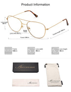 3-Pack Retro Aviator Reading Glasses for Men Women Trendy Square Blue Light Blocking Computer Readers Metal AM6092 Mix (+2.00 Magnification Strength)