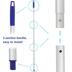 EaseYourDay Mop, One Pole with Two Blue Microfiber Cloth Heads (1 Handle & 2 Mop Heads)