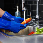 Juvale Rubber Dishwashing Gloves - Heavy Duty Rubber Gloves for Cleaning - Waterproof Kitchen Protection for Women - Cotton-Lined Grip Design - Large, Pack of 2, Blue