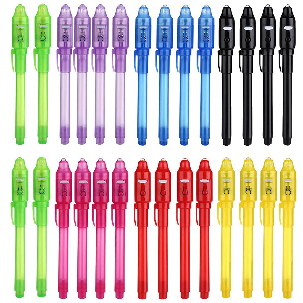 SCStyle Invisible Ink Pen 28Pcs With UV Light Party Favors for kids,Spy Pen