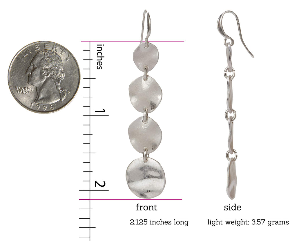 SPUNKYsoul Boho Round Minimalist 3 or 4 Statement Circle Disc Drop Dangle Earrings in Gold and Silver, Trendy Casual Everyday Chic Fashion Jewelry for Women, Gift Giving (Silver)