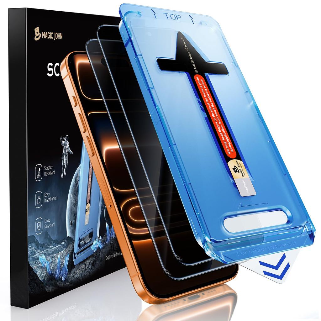 MAGIC JOHN 2 Pack for iPhone 17 Pro Max 6.9 inch Privacy Glass Screen Protector-[Anti-Spy] Auto Dust-Elimination, Bubble Free, Easy Installation, Daily Drop Protection