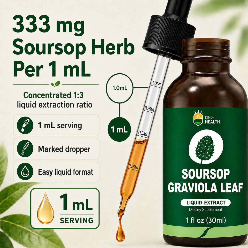 Organic Soursop Graviola Leaf Extract Liquid Drops | Pure Soursop Bitters Liquid for Immune Support | GMP Certified, Vegan, Non-GMO, Gluten Free | 1 Fl Oz