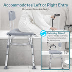 Tub Transfer Bench for Bathtub, Height Adjustable Shower Bench with Backrest, Shower Chair Bath Seat for Elderly, Seniors, Arm Support for Transfer-Gray