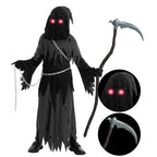 Spooktacular Creations Glowing Eyes Grim Reaper Costume for Kids, Halloween Costume for Boys, Halloween, Dress-up Party