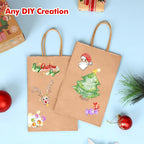 OUTUXED 150pcs Brown Paper Bags with Handles, 5.25x3.2x8in Small Gift Bags