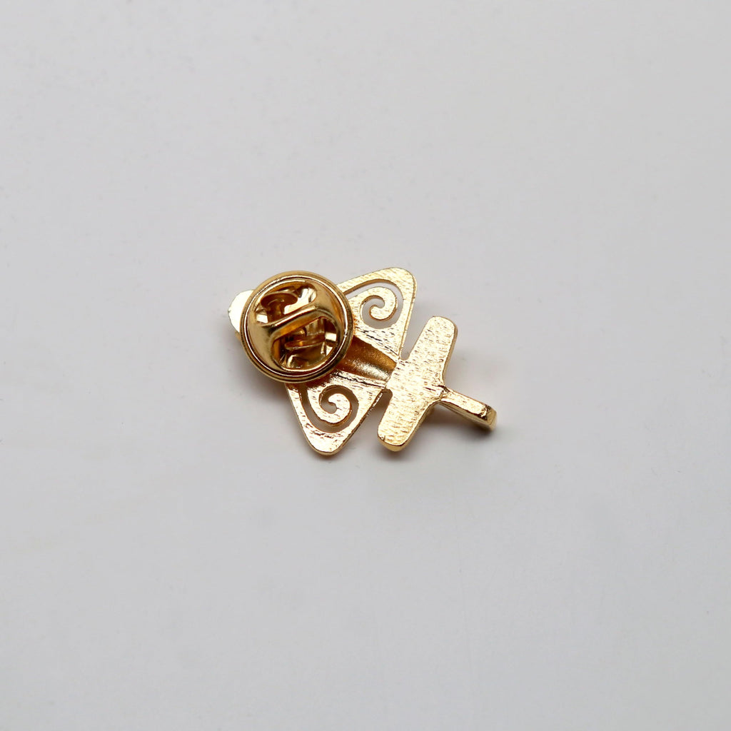 Real Metal Quimbaya Flyer Pin Real 24K GP Pre-Colombian Ancient Alien Artifact Lapel, Hat, Jacket or Backpack Pin