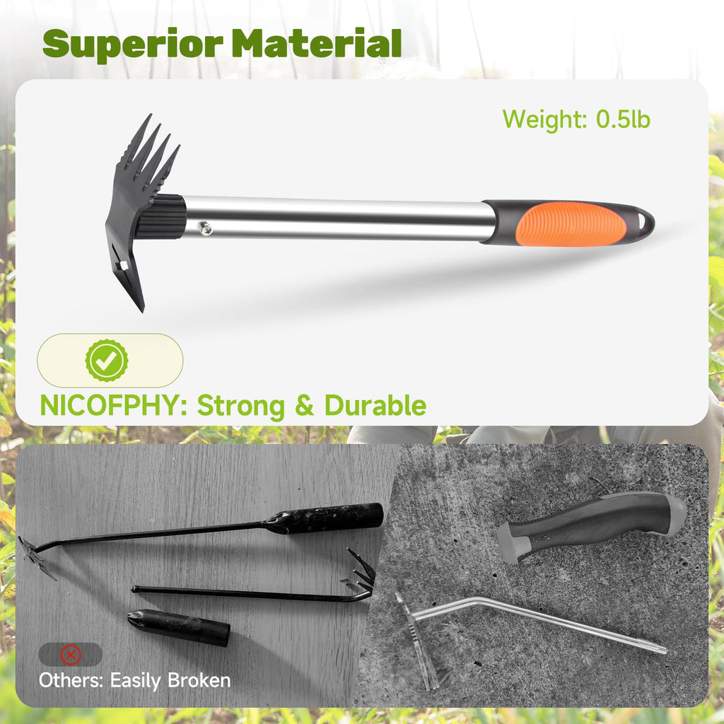 60" Weed Puller Tool with Long Handle and 17" Weeding Tools Gardening Set