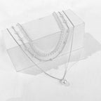 Zeffy Layered Silver Pearl Necklaces for Women Silver Plated Dainty Layered Tiny Single Pearl Choker Trendy Cute Silver Necklace Stack Wedding Jewelry Sets for Women Bridesmaid Gifts