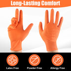 TREEGO Orange Nitrile Gloves 10 Mil Heavy Duty Disposable Latex Free Gloves – Diamond Grip Mechanic Gloves for Automotive Construction Work, Medium, 1000 Count Case
