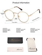 AMOMOMA 3-Pack Retro Round Reading Glasses for Men Women Trendy Blue Light Blocking Computer Readers Metal Frame AM6101 Mix (+1.50 Magnification Strength)
