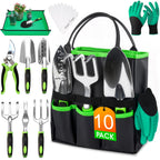 WOWBOX Garden Tools Set, 10 PCS Heavy Duty Gardening Hand Tools Kit, Green