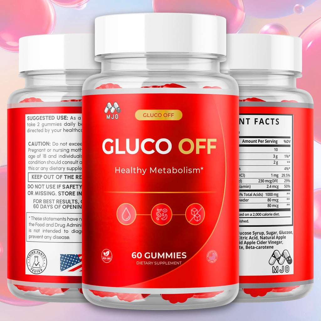 Gluco Off Gummies, Official GlucoOff Supplement Gummys with All Natural Ingredients, Advanced Formula Gluco Off Gummies with Maximum Strength Health and Wellness Support Multivitamins (60 Gummies)