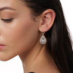 Silver Teardrop Filigree Dangle Earrings Drop Earrings for Women Trendy