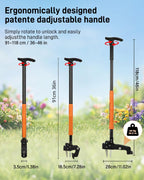 HAUSPROFI Stand Up Weed Puller Tool with 36-46 Inch Adjustable Long Handle and 50L Garden Bag, Heavy Duty 4-Claw Stainless Steel Weed Remover Tool with Automatic Rebound Design for Deep Roots