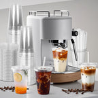 Charmount 100 Sets- 20 oz Clear Plastic Cups with Lids and Straws, Disposable To Go Cups for Cold Drinks, Coffee Bar Accessories, Iced Coffee, Smoothies