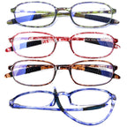 AQWANO 4 Pack Computer Reading Glasses Blue Light Blocking Lightweight TR90 Flexible Frame UV Protection Readers for Women Men +2.0
