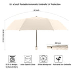 BAODINI Small UV Protection Travel Umbrella Compact for Rain and Sun UPF 50+ Windproof Portable 42 inch Umbrella for Women and Men