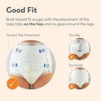 Tranquility Premium ATN Disposable Briefs with Tabs, Overnight Protection Superabsorbent Core for Leak-Free and Full-Fit Comfort, Large 96ct Case