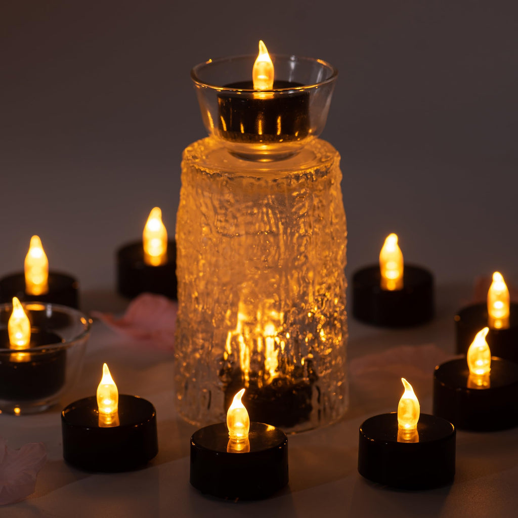 Pandaing Flameless Tealight Candles, 40 Pack, Batteries Included, Black