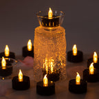 Pandaing Flameless Tealight Candles, 40 Pack, Batteries Included, Black