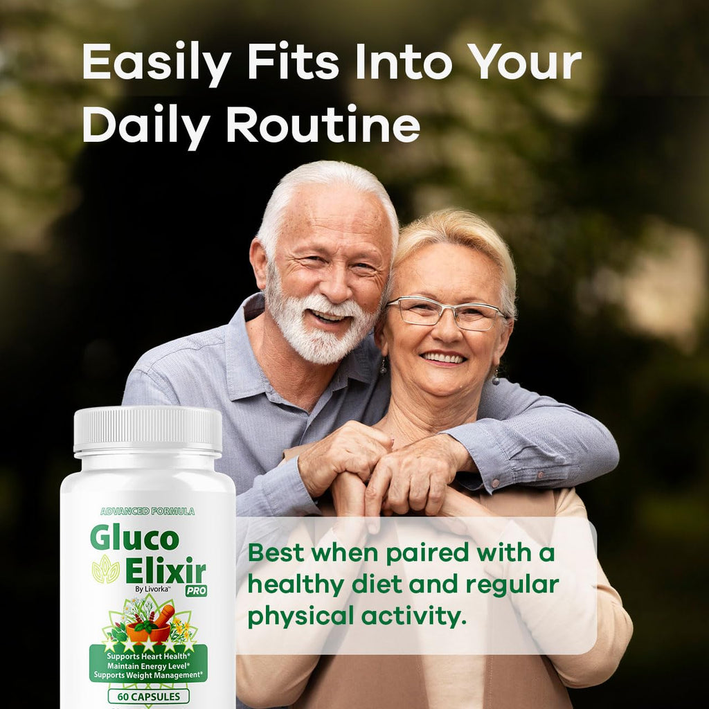 GlucoElixir Pro Capsules - Official GlucoElixir Pro Blood Health Support Advanced Formula Pills - Maximum Strength, Natural Vitamins for Overall Health & Wellness, 60 Capsules for 1 Month