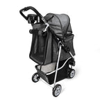 Pet Strollers for Small Medium Dogs & Cats, 3-Wheel Dog Stroller Folding Flexible Easy to Carry for Jogger Jogging Walking Travel with Sun Shade Cup Holder Mesh Window (Black)