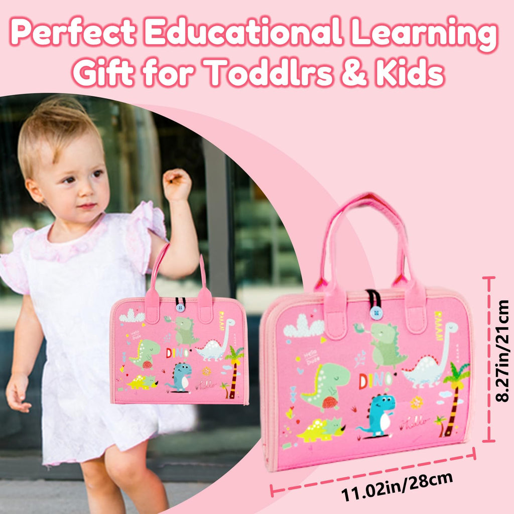 Qizfun Busy Board Book Montessori Toys for 1 2 3 4 Year Old, Girl Birthday Gifts, Educational Sensory Learning Toy for Toddlers 1-3, Car Airplane Travel Activities Toys for Kids Ages 2-4 Year Old