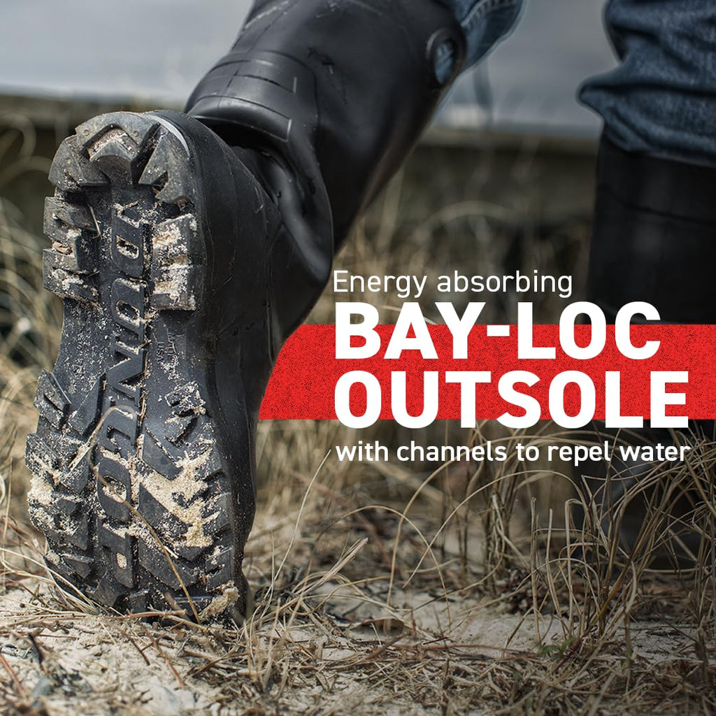 DUNLOP Chesapeake Rubber Boots Plain Toe for Men & Women – PVC - Waterproof - Lightweight Garden, Fishing & Rain Boots with Wide Calf – Black – Size 3–24