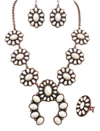 TOPACC 3 Pcs White Turquoise Jewelry for Women Western Necklace Cowgirl Earrings Boho Ring Indian Jewelry Set for Country Concert Outfit