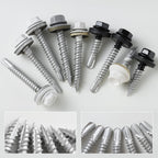 BNUOK #10 x 1 in Self-Drilling Metal Roofing Screws,Sheet Metal Roof Screw,EPDM Washer,Black Hex Head,with Hex Driver Bit(3LBs,304Pcs)