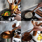 Wooden Utensil Set, 8 Pcs Teak Wooden Spoons for Cooking with Holder