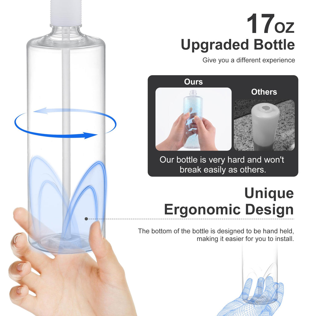 GAGALIFE Kitchen Sink Soap Dispenser with 17 Ounce Large Bottle (Brushed Nickel), Built in Sink Soap Dispenser Sink Mounted Soap Dispenser Refill from Top, G080BN