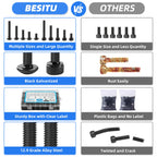 Besitu 1600Pcs M3 Screw Kit, 12.9 Grade Alloy Steel Hex Socket Button & Cap Head Metric Screw Assortment M3 Bolts and Nuts Washers Kit Black Small Machine Screw Set for 3D Printing