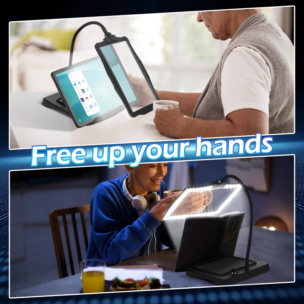 Magnifying Glass with Light and Stand 50 Ultra-Bright LEDs Large Magnifying Lamp 360° Flexible Gooseneck Magnifying Glass with Stand Hands Free Magnifier Glasses for Sewing Reading Crafts Seniors