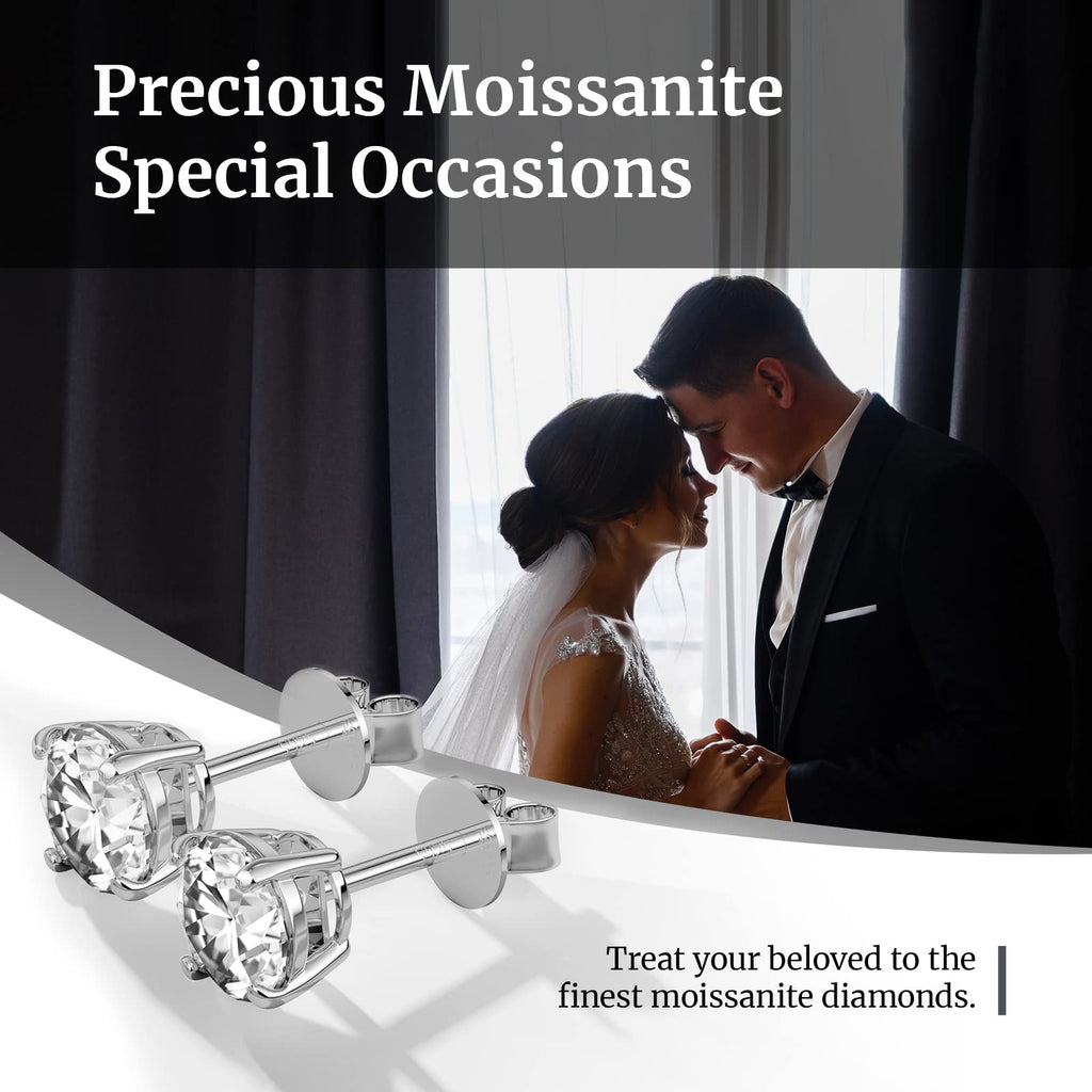 Moissanite Stud Earrings for Women and Men，925 Sterling Silver Earrings