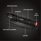 JARDLITE LED Emergency Handheld Flashlight with Adjustable Focus, Water Resistant, 5 Modes, Best Tactical Flashlight for Emergency, Camping and Fishing, 2 Pack